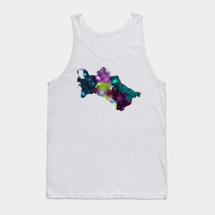 Spirograph Patterned Turkmenistan Regions Map Tank Top